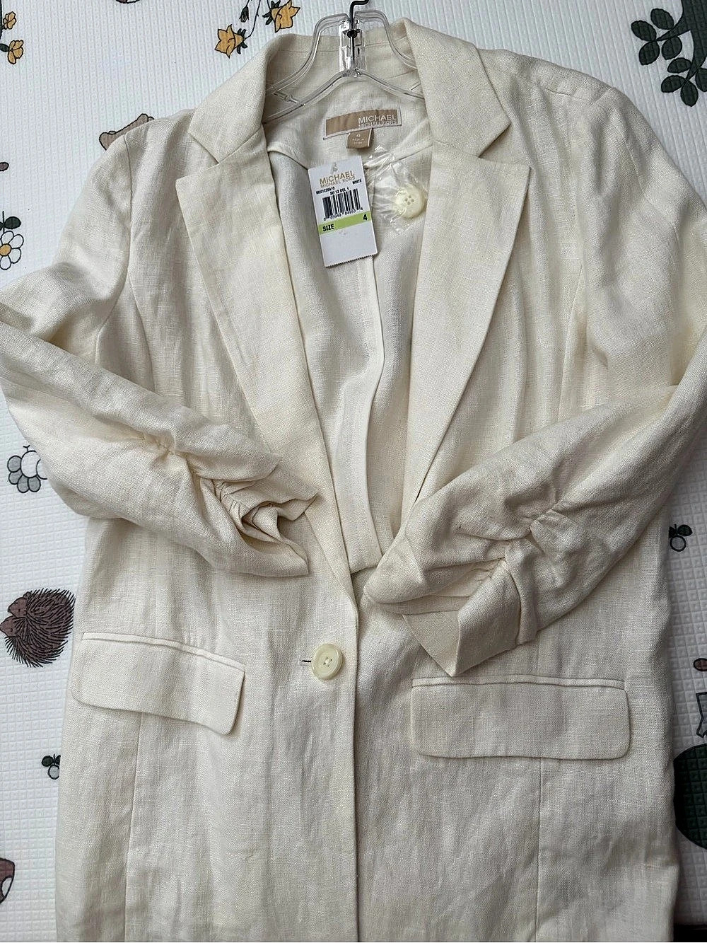 Michael Kors Linen Blazer in White Size 4 NWT - Picture 3 of 4